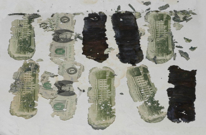 Az 1980-ban megtalált bankjegyek – Fotó: FBI