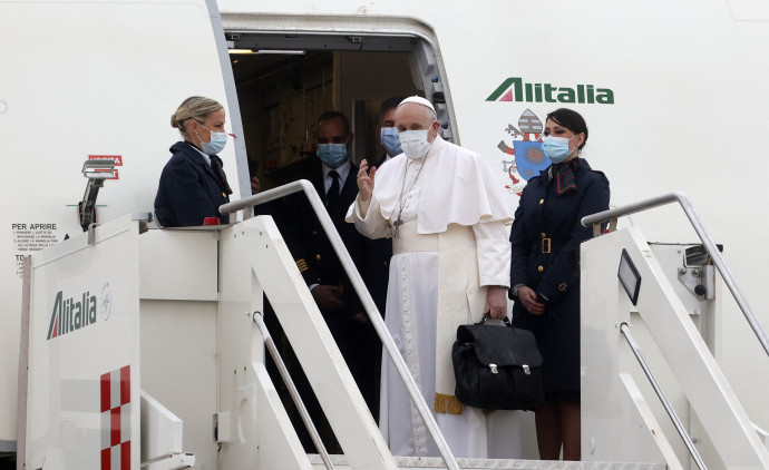 Ferenc pápa útnak indult IrakbaFotó: Riccardo de Luca/Anadolu/AFP
