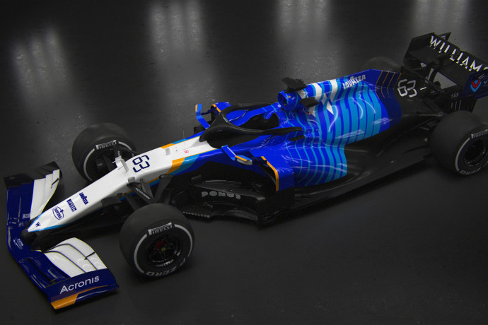F1: hekkertámadás után mutatták be a kék zebrává lett új Williamst