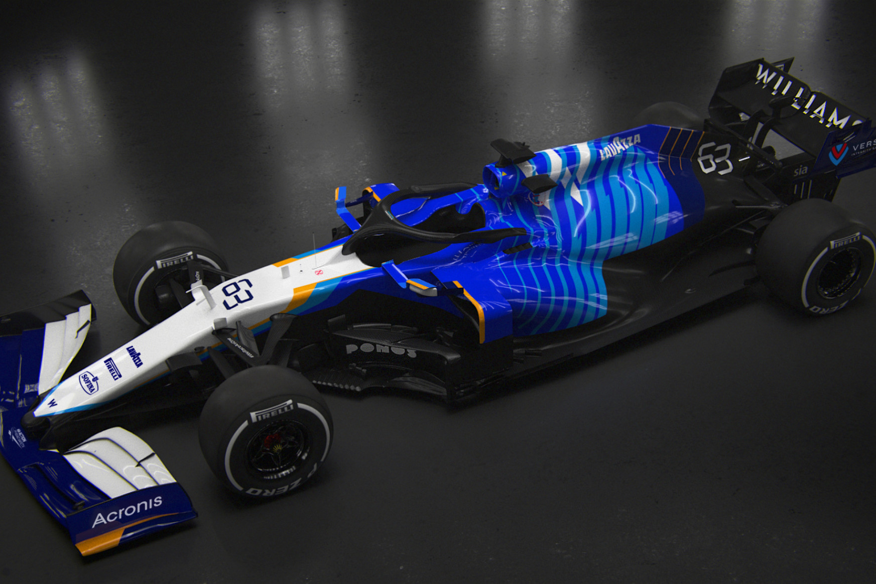 F1: hekkertámadás után mutatták be a kék zebrává lett új Williamst