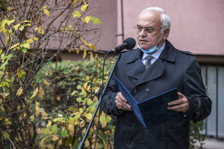 László Imre polgármester beszédet mond 2020. november 4-én – Fotó Mónus Márton / MTI