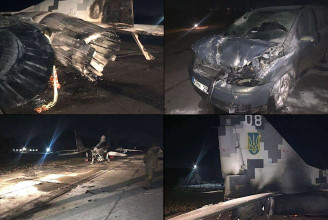 Részeg ukrán tiszt csapódott autóval egy parkoló vadászgépbe, mindkettő ripityára tört