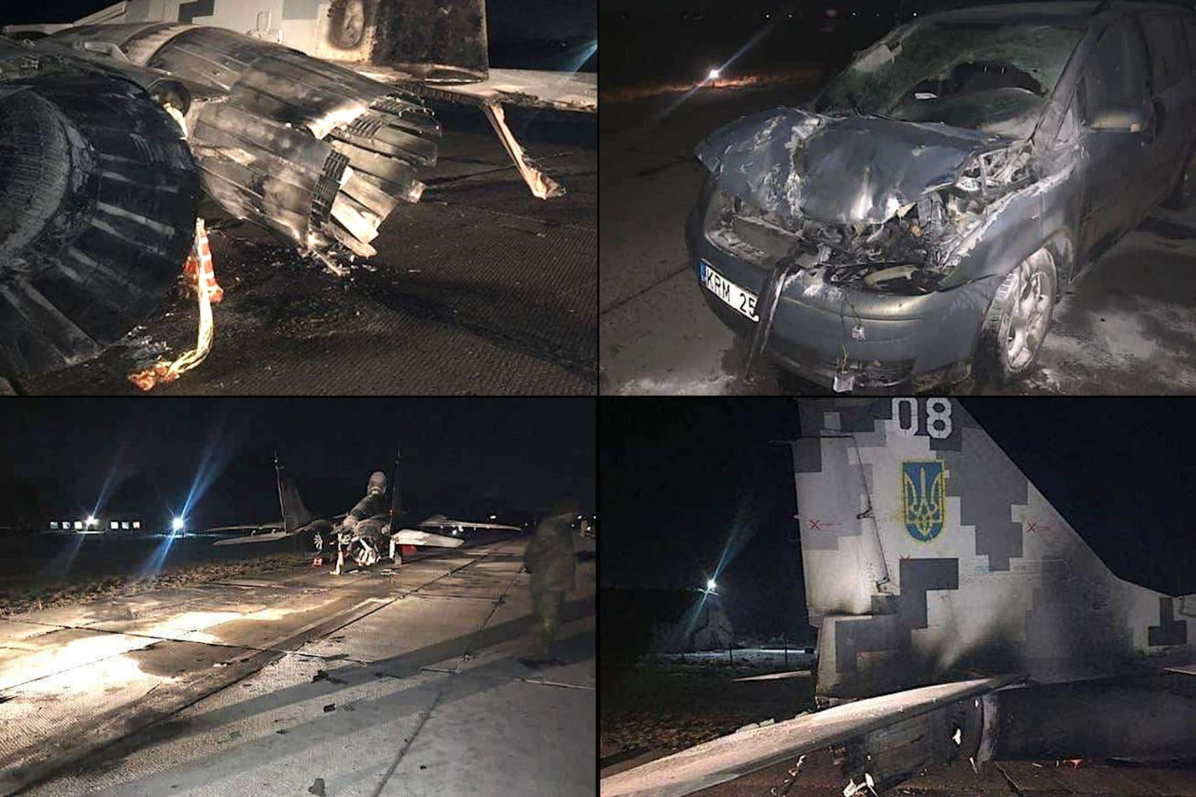 Részeg ukrán tiszt csapódott autóval egy parkoló vadászgépbe, mindkettő ripityára tört
