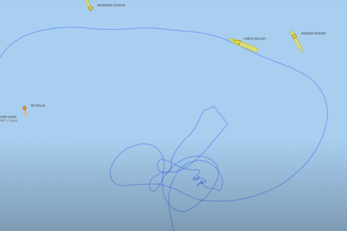 Óriási péniszt rajzolt a térképen a hajó, ami elállta a Szuezi-csatornát