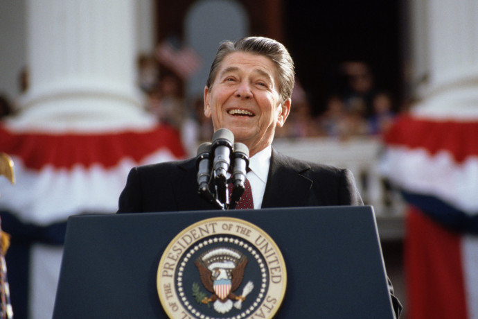 Reagan kampánybeszédet tart 1984-ben – Fotó: Wally McNamee / Corbis via Getty Images