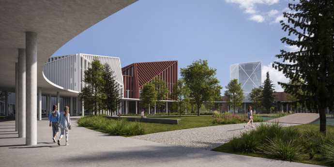 A nagykanizsai tudományos és innovációs park egy szemtemberi látványterven. Forrás: MTI/BOLD kreatív ügynökség