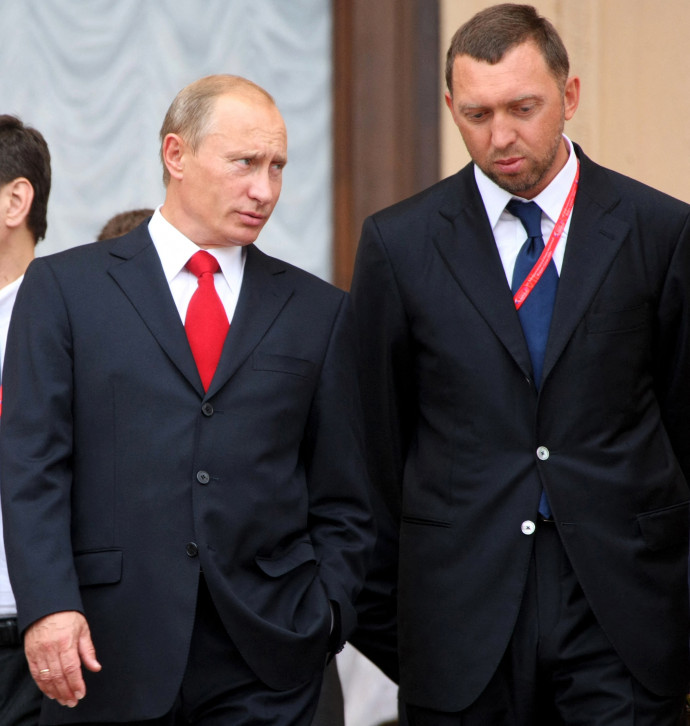 Putyin és Gyeripaszka egy 2008-as képen. Fotó: AFP