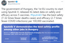 Hiába a kritikák, a Szputnyik V a magyar kormány téves táblázatával reklámozza magát