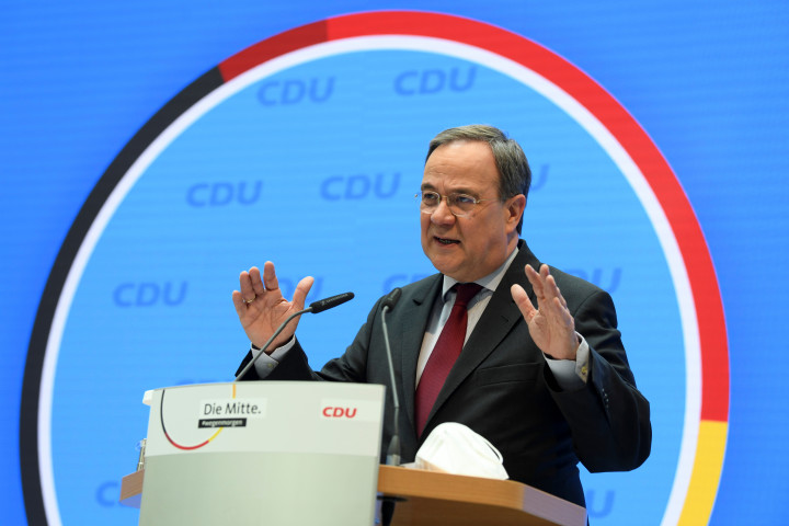 A CDU pártelnöke, Armin Laschet beszél egy sajtótájékoztatón 2021. április 26-án – Fotó: Annegret Hilse / Pool / Reuters