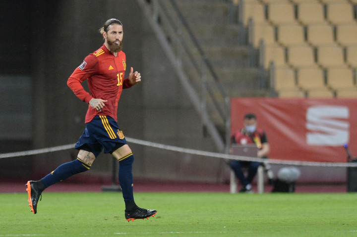 Sergio Ramos a Koszovó elleni világbajnoki selejtezőn 2021. március 31-én, utolsó válogatott meccsénFotó: Christina Quicler/AFP