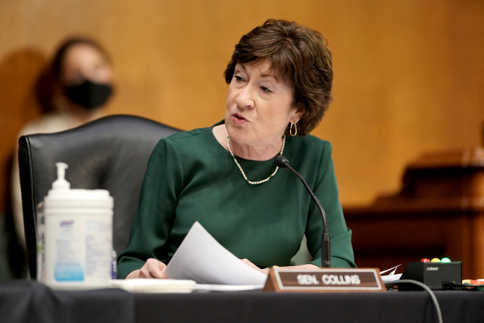 Susan Collins szenátor egy 2021. májusi szenátusi meghallgatáson – Fotó: Pool / Getty Images via AFP