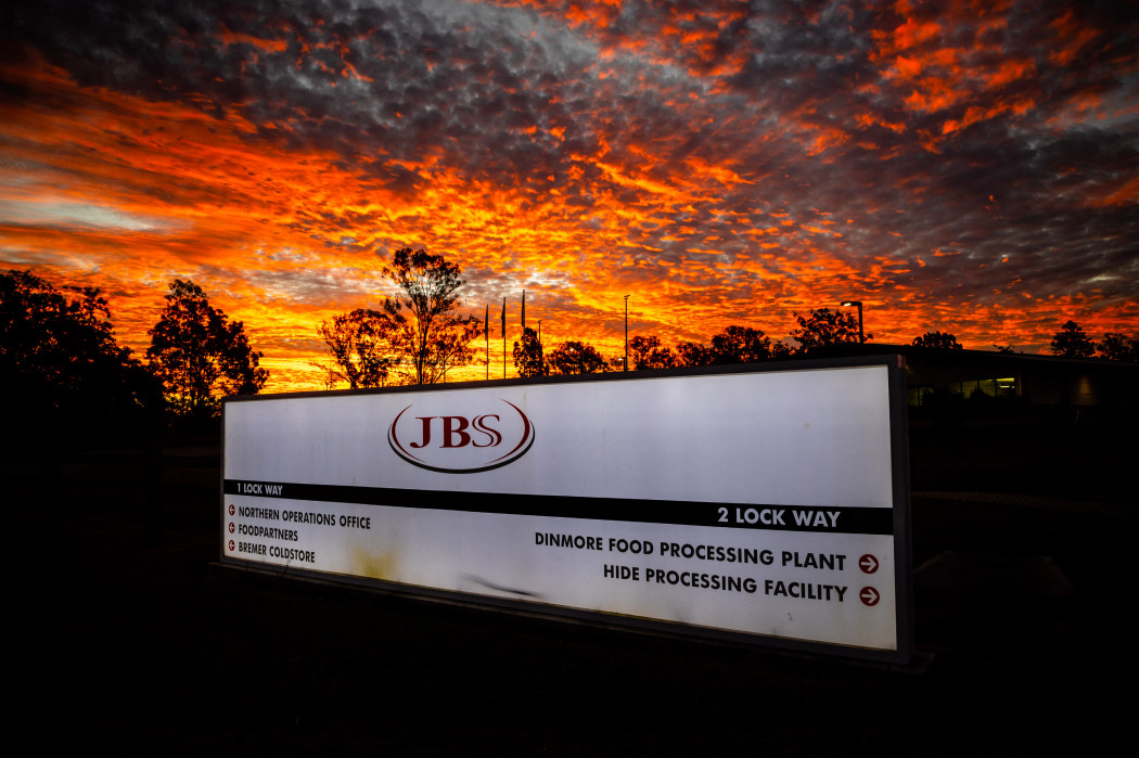 A JBS Foods észak-ausztráliai irodája a Brisbane-től nyugatra fekvő Dinmore-ban 2021. június 1-jén – Fotó: Patrick HAMILTON / AFP