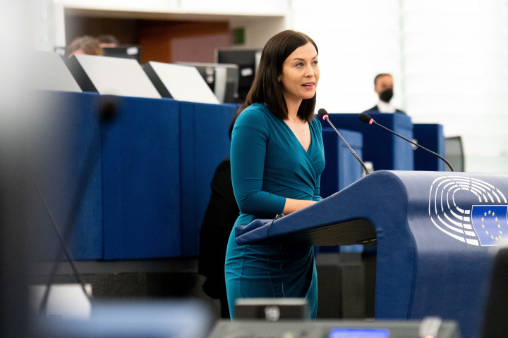 Cseh Katalin, a Momentum EP-képviselője a szerdai vitán – Fotó: Christian Creutz / Európai Parlament