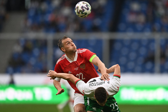 Artyom Dzjuba a Bulgária elleni felkészülési mérkőzésen 2021. június 5-én, Moszkvában – Fotó: Kirill Kudryavtsev / AFP
