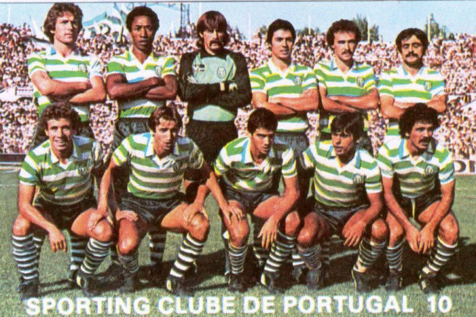 Mészáros Ferenc (hátsó sor balról a 3.) a Sporting 1981-82-ben portugál bajnoki címet szerző csapat tablóján