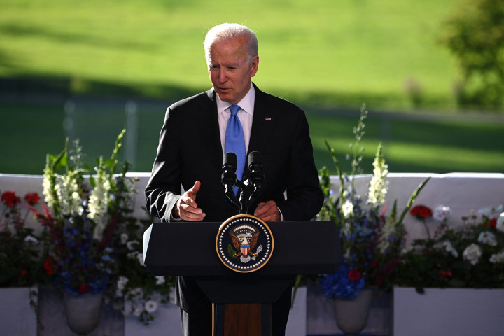 Biden sajtótájékoztatója a találkozó után – Fotó: Brendan Smialowski / AFP