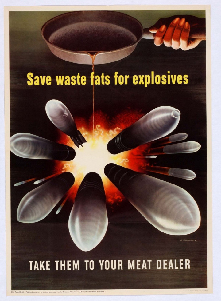 Az egyik zsírgyűjtésre biztató amerikai propagandaplakát