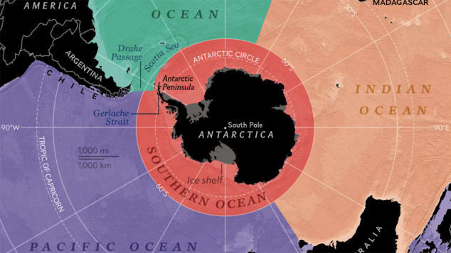 A National Geographic térképe az öt óceánnalFotó: