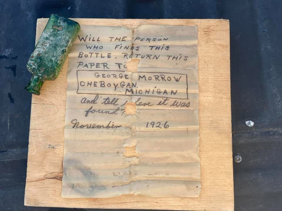 A 95 év után megtalált palack és az üzenet – Forrás: North Nautical Family Adventures / Straitsarea / Facebook