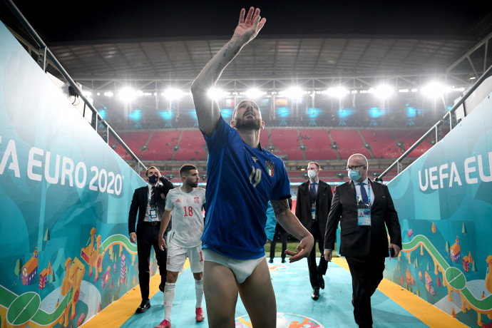 Leonardo Bonucci a spanyolok ellen megnyert elődöntő után – Fotó: Shaun Botterill / UEFA / Getty Images