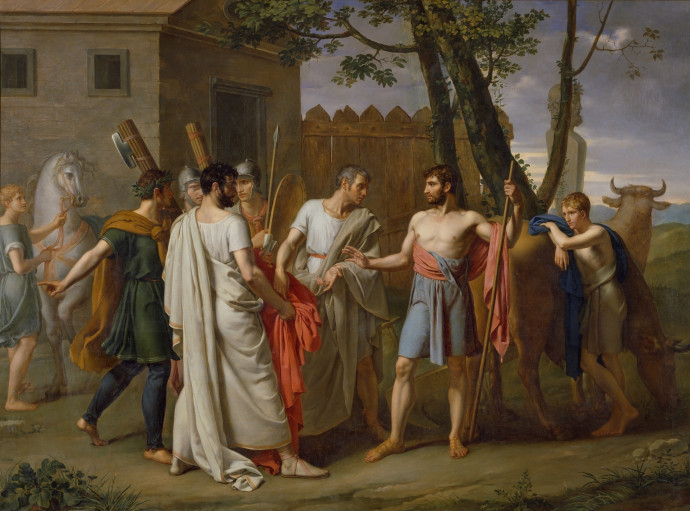 Cincinnatus otthagyja földjét, hogy Róma diktátora legyen (Juan Antonio Ribera festménye, 1806) – Kép: Wikipeida