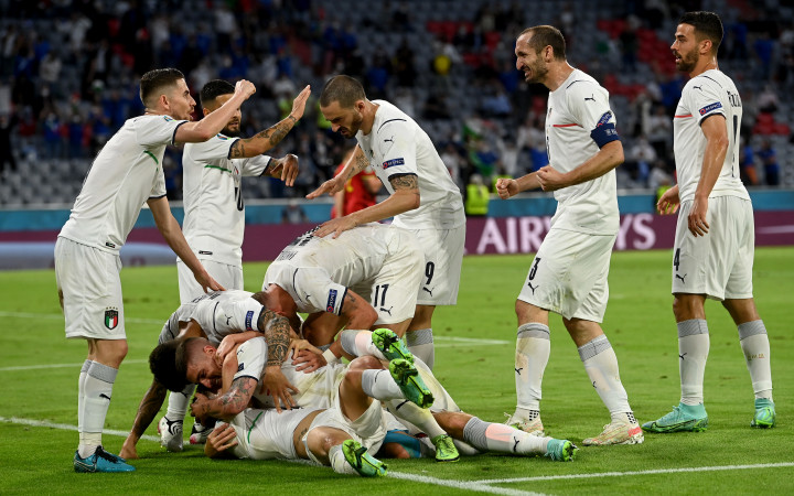 Az olasz válogatott a belgák ellen játszott meccsen – Fotó: Christof Stache – Pool / Getty Images