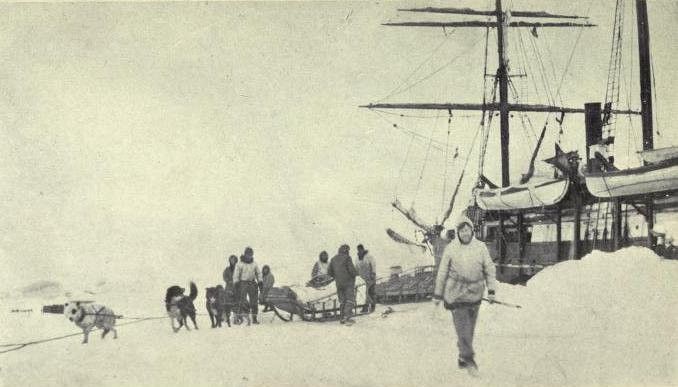 Stefansson és csapata elhagyja a Karlukot – Kép: Wikipedia