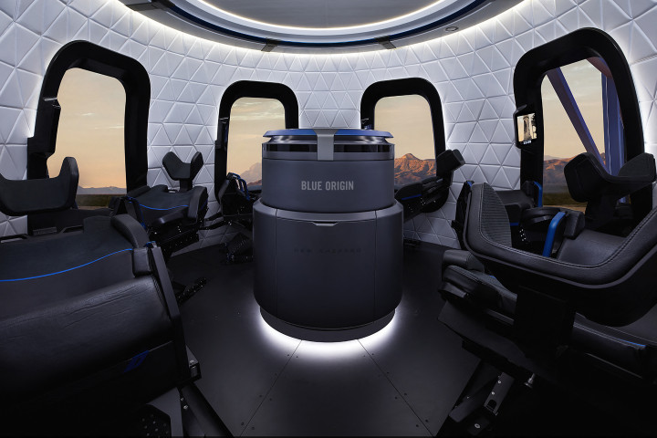 A New Shepard kabinja – Fotó: HANDOUT / BLUE ORIGIN / AFP