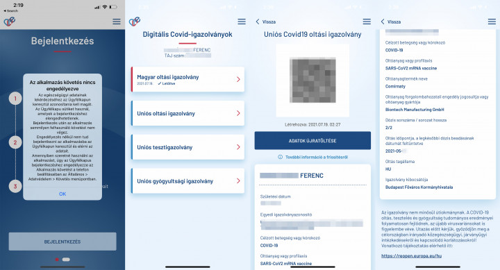 Az uniós Covid-app iOs-ra – Fotó: Telex