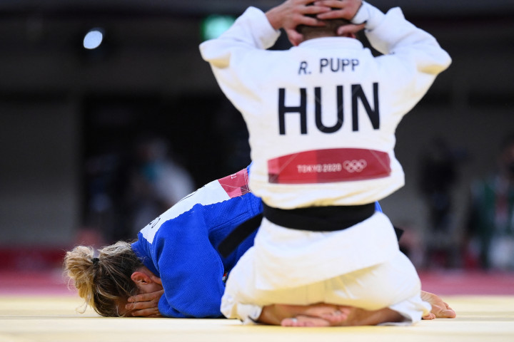Odette Giuffrida győzelmének pillanata a bronzmeccsen. Fotó: Franck FIFE / AFP