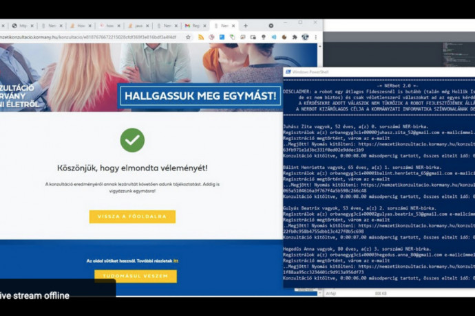 Fél napon át közvetítették élőben, ahogy egy algoritmus töltögeti ki a nemzeti konzultációt