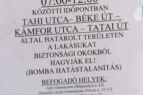 Bombát hatástalanítanak a XIII. kerületben csütörtökön, a környéken senki sem lehet otthon délelőtt