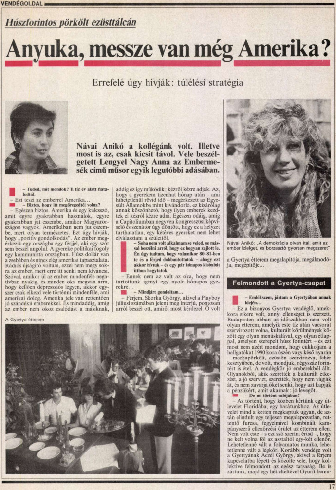 Interjú Návaival a 168 Órában 1990-ben – Forrás: Arcanum / 168óra, 1990. július-december (2. évfolyam, 26-51. szám)