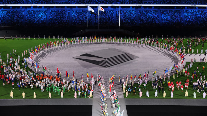 A tokiói olimpia záróünnepsége – Fotó: Grigory Sysoev / Sputnik / Sputnik via AFP