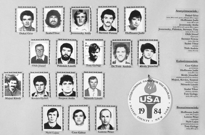 Dicsőségfal az 1984-es Fáklya Játékokon Fotó: Nádas Pál: Árnyékban született csillagok