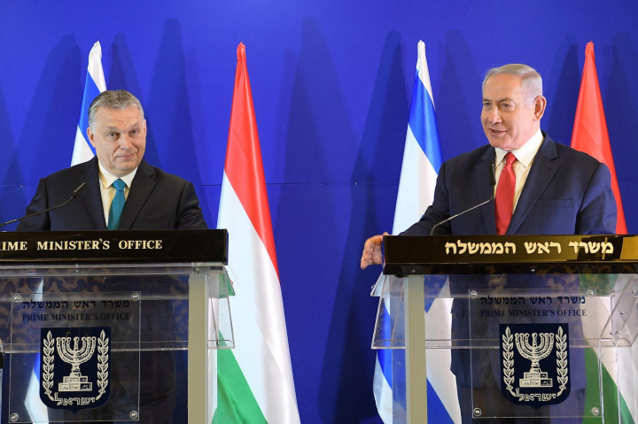 Orbán Viktor és Benjámin Netanjahu találkozója még 2019 februárjában – Fotó: Israeli Prime Ministry Press Office / Anadolu Agency via AFP