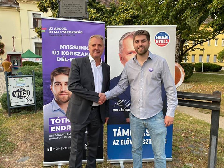 Molnár Gyula és Tóth Endre az előválasztási kampány lezárultakor Budafokon – Fotó: Tóth Endre / Facebook