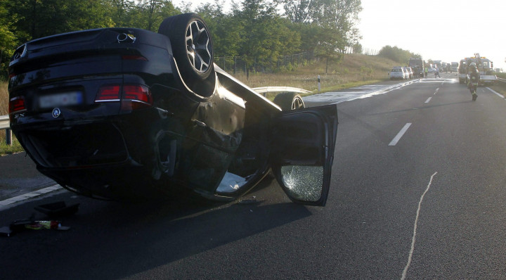 Eva Rezešová felborult autója a baleset után – Fotó: Mihádák Zoltán / MTI