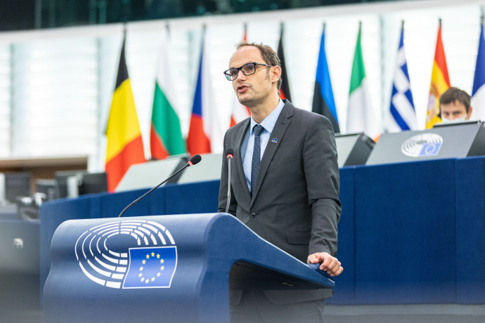 Anže Logar szlovén külügyminiszter a szerdai vitán – Fotó: Mathieu Cugnot / Európai Parlament
