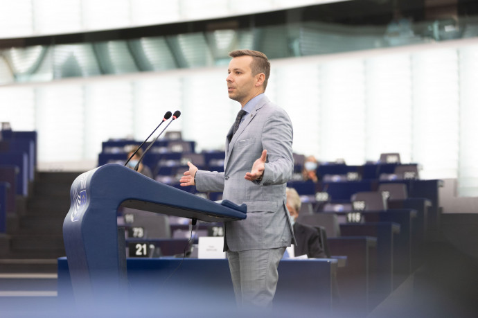 Marcel Kolaja a szerdai vitán – Fotó: Mathieu Cugnot / Európai Parlament