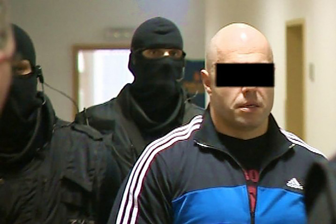 D. Alex (korábban H. Sándor, becenevén Turek) a dunaszerdahelyik mészárlás Szlovákiában zajló büntetőeljárásának tárgyalásán készült 2011-es felvételen – Forrás: JOJ televízió