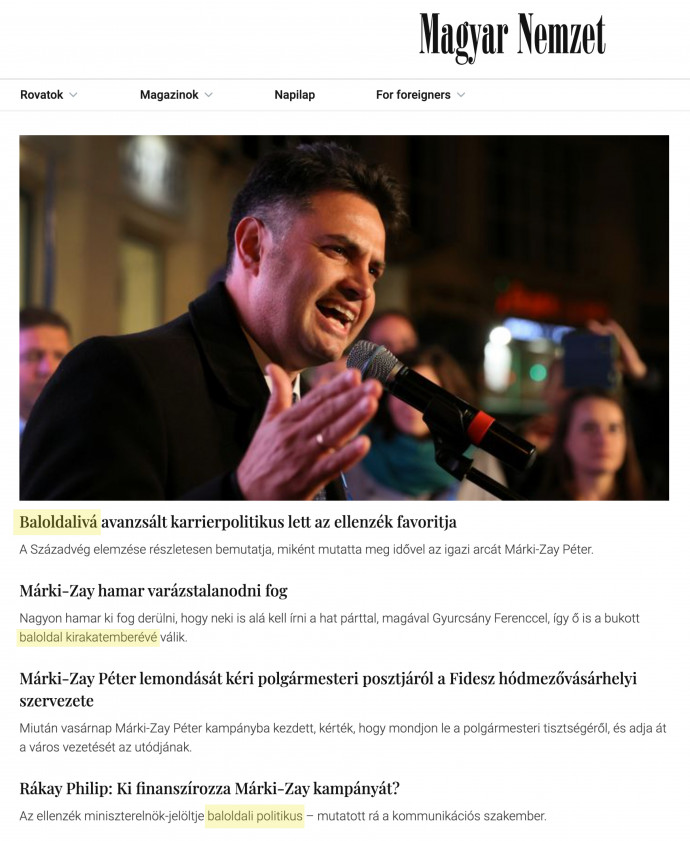 A Magyar Nemzet online hétfő délelőtti címlapja