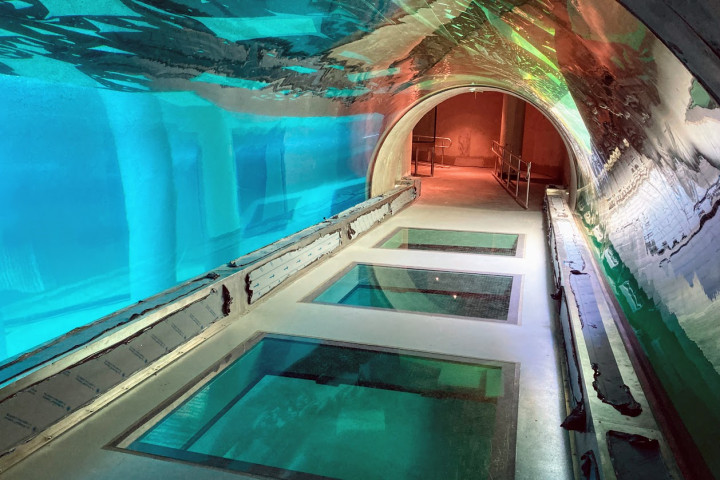 A víz alatti folyosó, ahonnan a cápákat lehet majd nézni – Fotó: Tenczer Gábor / Telex