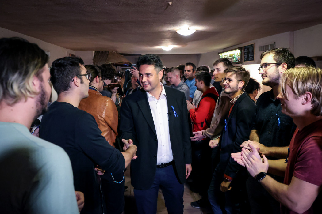Márki-Zay Péter érkezik ellenzéki előválasztási eredményváró rendezvényére 2021. szeptember 29-én – Fotó: Huszti István / Telex