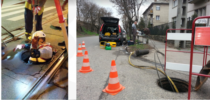 Két példa kábelfektetésre és javításra, a villamosforgalmat a munka közben nem kell leállítani, a lakókat a munka nem zavarja. Fotó: CanalCom/Ericsson