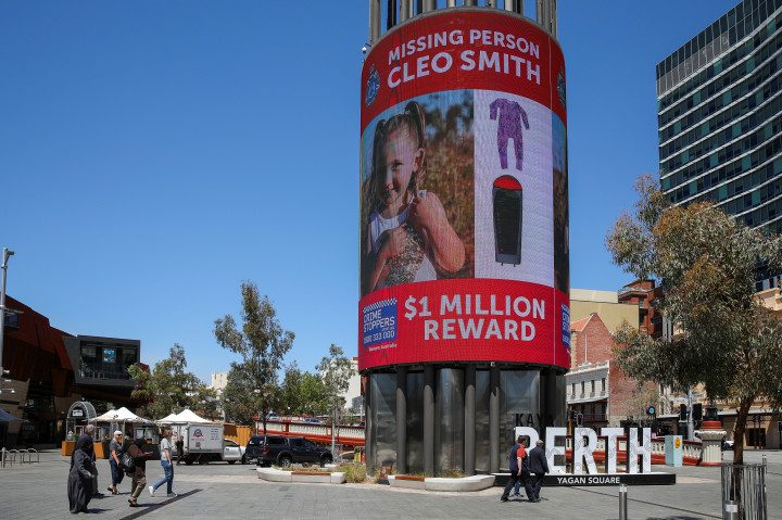 Felhívás a kislány eltűnéséről és a nyomravezetői díjról az ausztráliai Perthben 2021. október 30-án – Fotó: AAP Image / Richard Wainwright