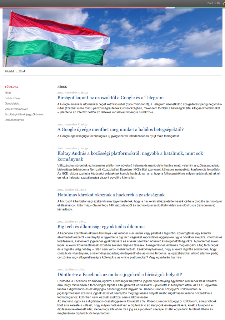 Így néz ki a Hírek menüpont – Forrás: kormany.hu