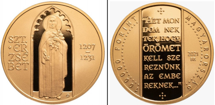 A Szent Erzsébet-érme arany változata – Forrás: MNB