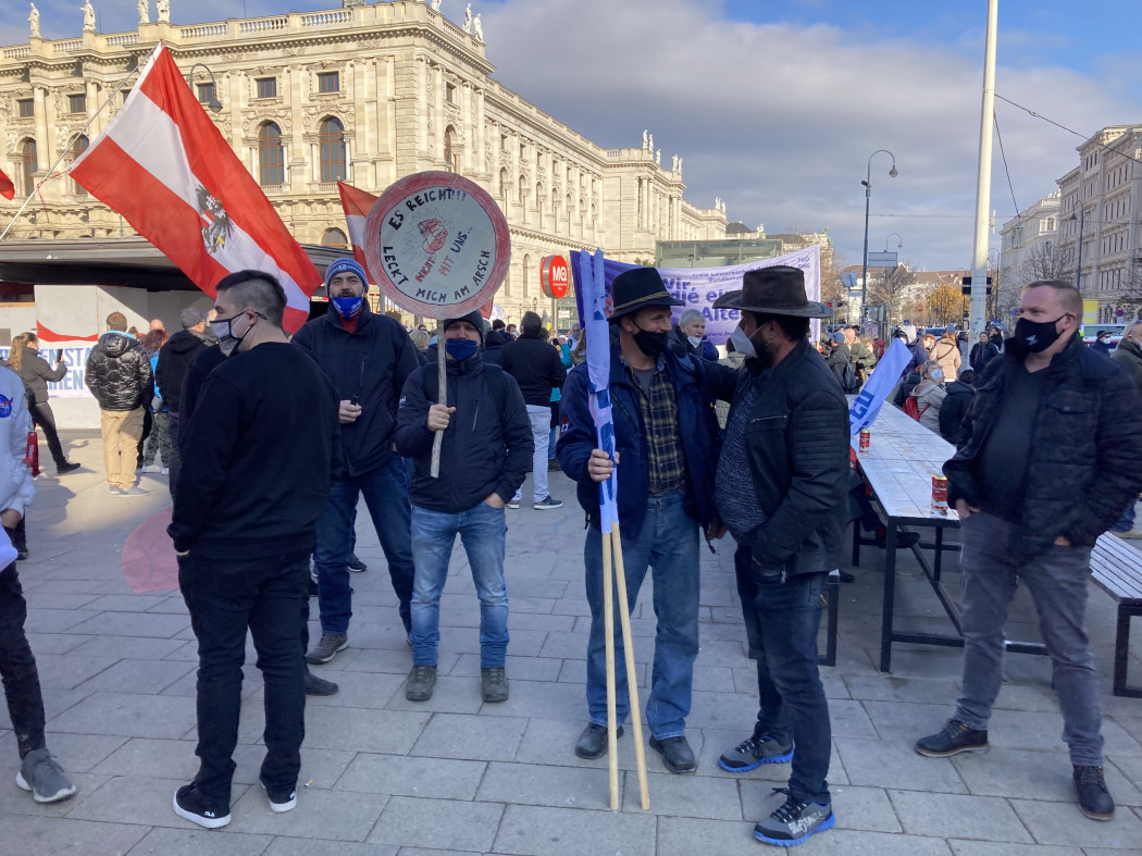 Tüntetők Bécs belvárosában – Fotó: Munk Veronika / Telex