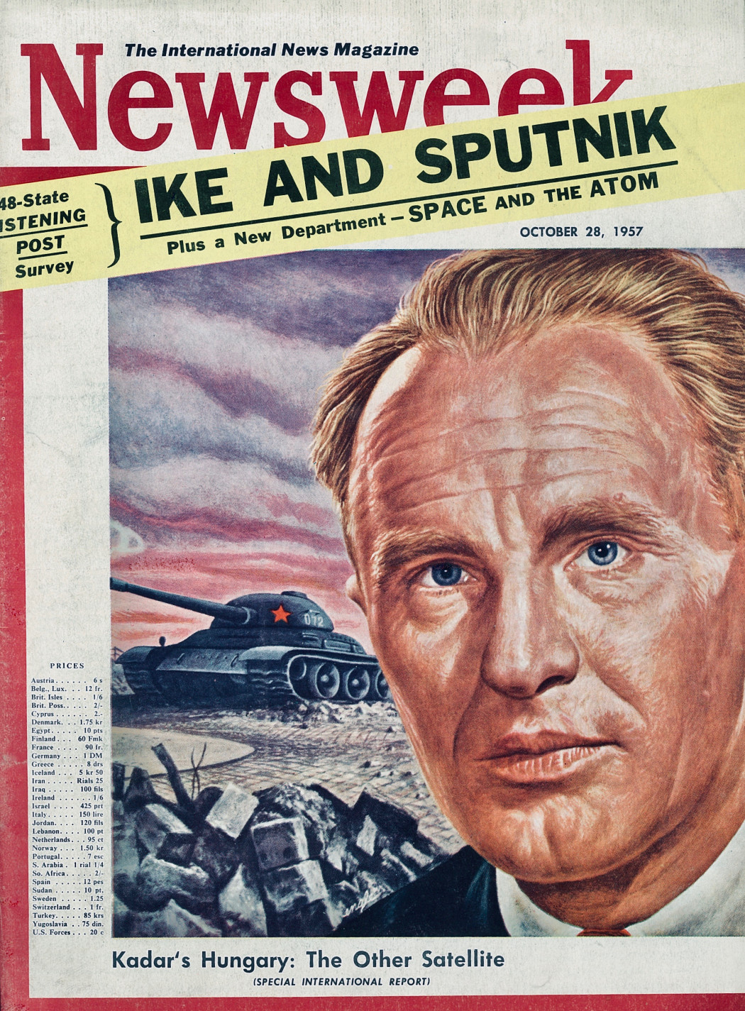 A Newsweek 1957-es címlapja Magyarországról Kádár János arcképével – Forrás: Newsweek / TranzPress